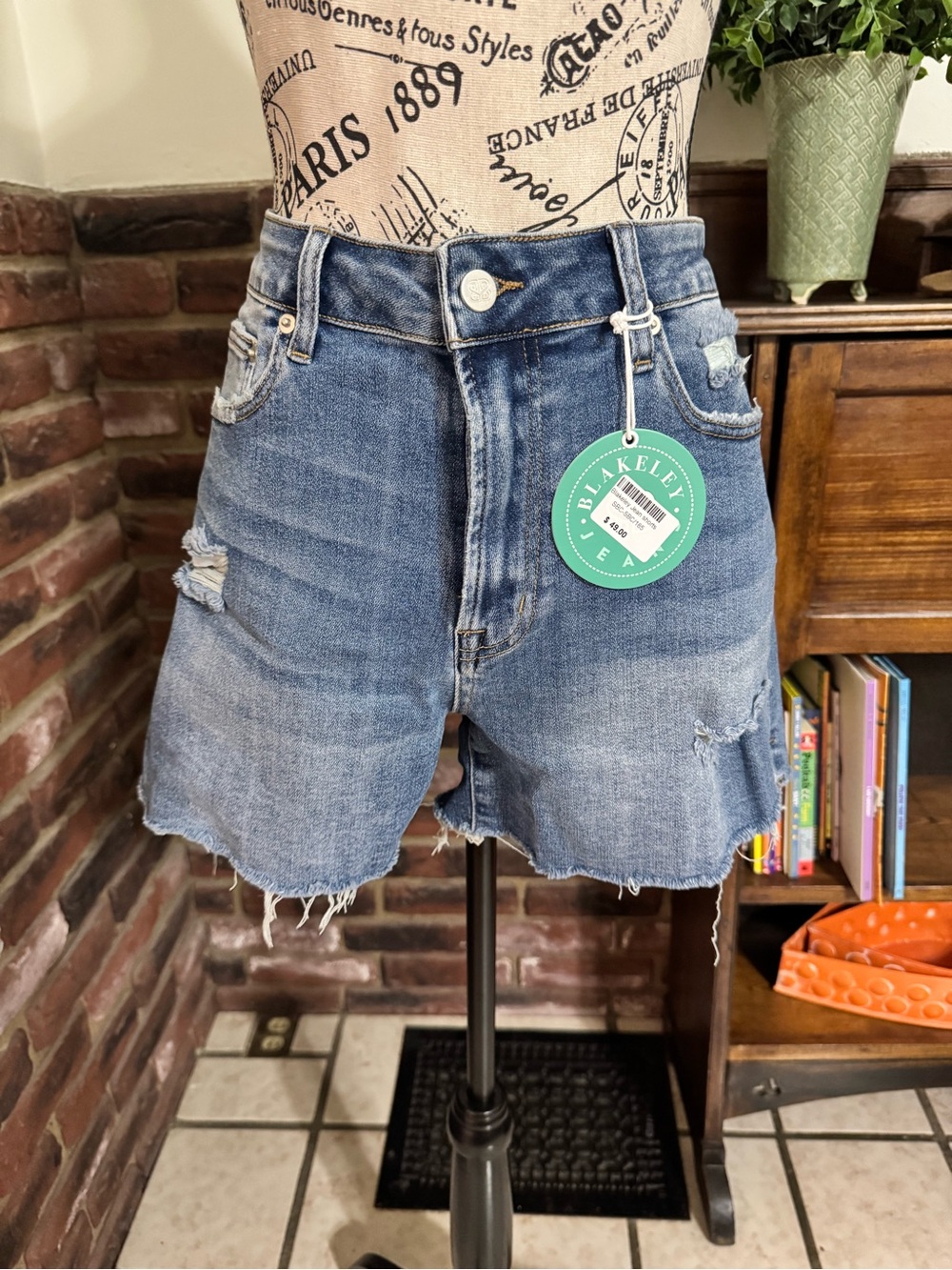 Blakeley Distressed Denim Shorts 1X NWT Raw Hem Stretch Jean Shorts